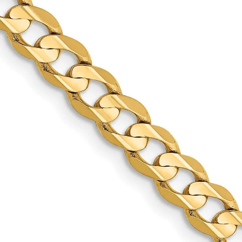 Women stackable bangles and bracelets -Curata 14k Yellow Gold Solid Polished 4.5mm Open Concave Curb Chain Bracelet Lobster Claw