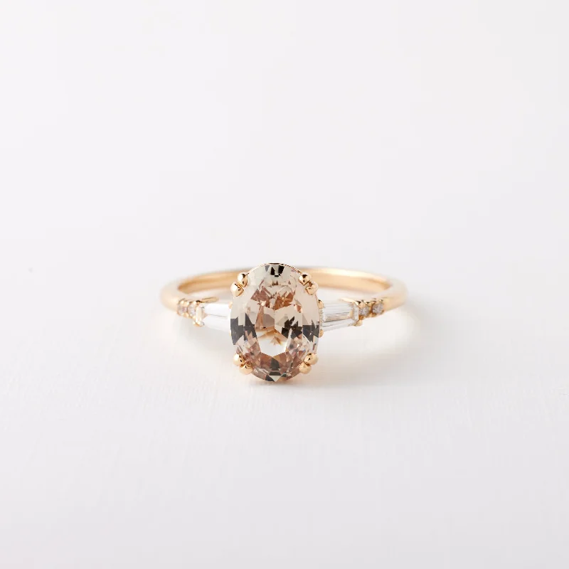 Women cuff engagement rings -Sylvie Ring - 2.14ct. Peach Oval Sapphire