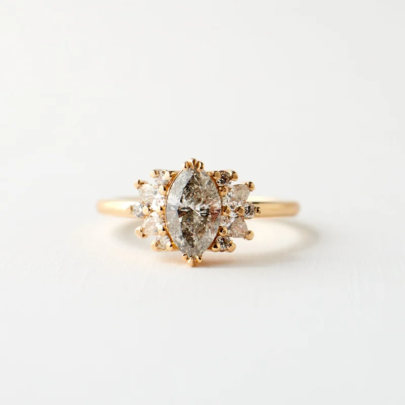 Women vintage charm engagement rings -Kori Ring - .75 Carat Salt and Pepper Diamond