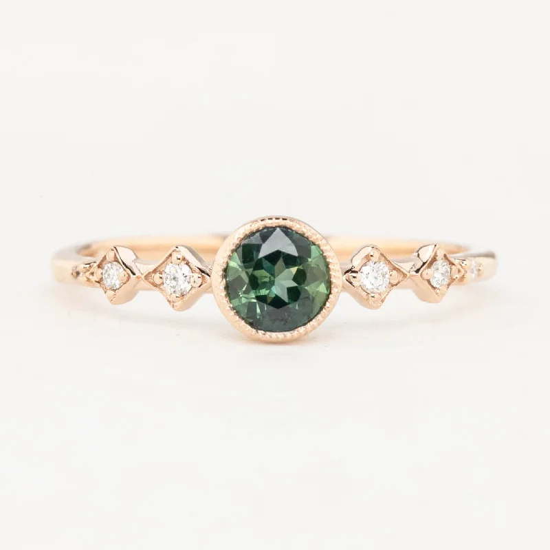 Women trendy engagement rings -Celeste Ring 4.75mm 0.50ct Green Queensland Sapphire, 14k Rose Gold