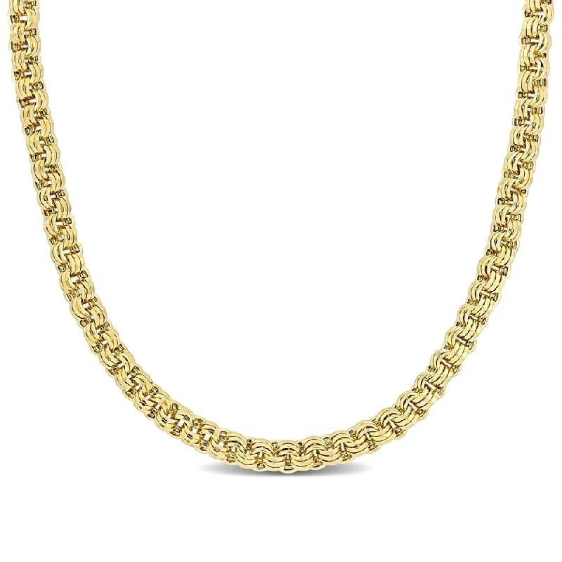 Women choker necklaces -Miadora 14k Yellow Gold Interlaced Triple Link Necklace (3.8 MM)