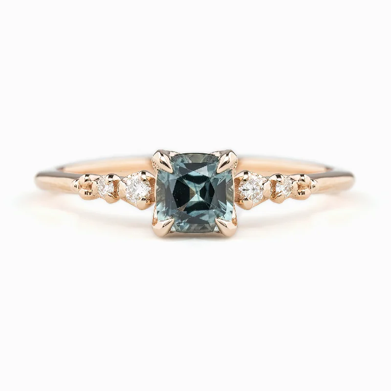 Women oversized engagement rings -Estel Fleur Four Prongs Ring, 0.77ct Light Blue Montana Sapphire, 14k Rose Gold (One of a kind)