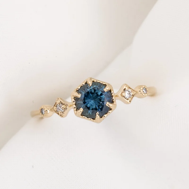 Women statement gemstone engagement rings -Stella Ring Montana Sapphire, 14K Yellow Gold