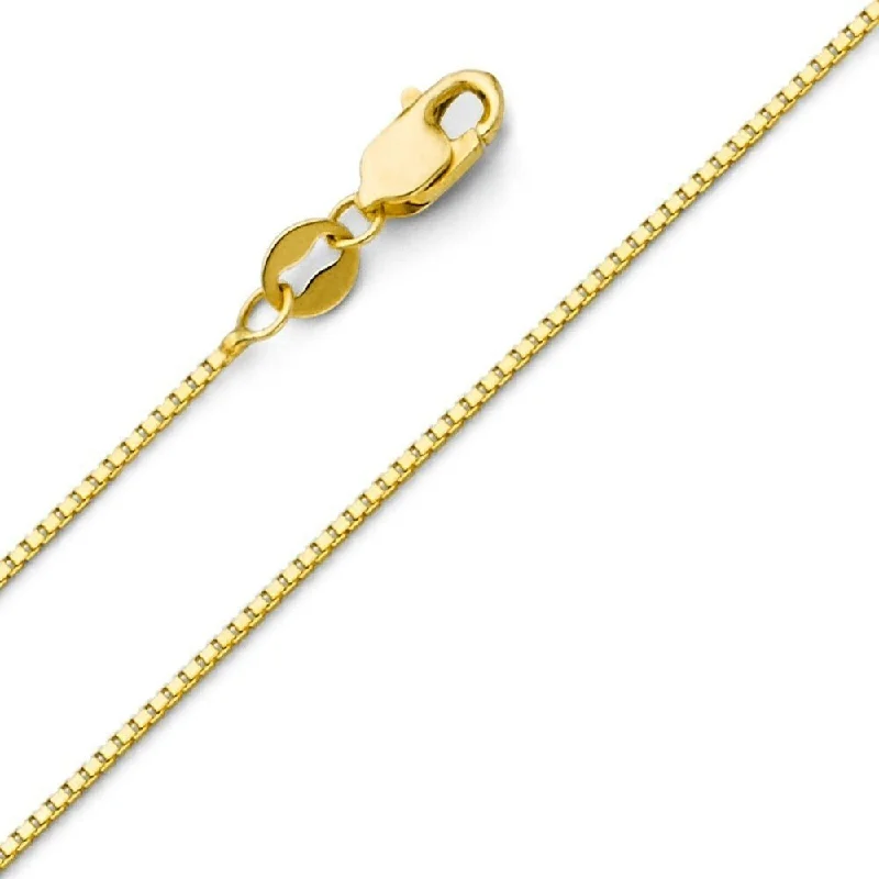 Women dainty necklaces -10k Yellow Gold 0.7mm Box Link Thin Square Pendant Necklace Chain