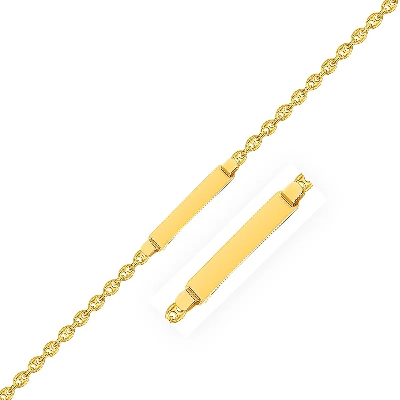 Women double-layered bangles and bracelets -14k Yellow Gold Puffed Mariner Link Children's ID Bracelet