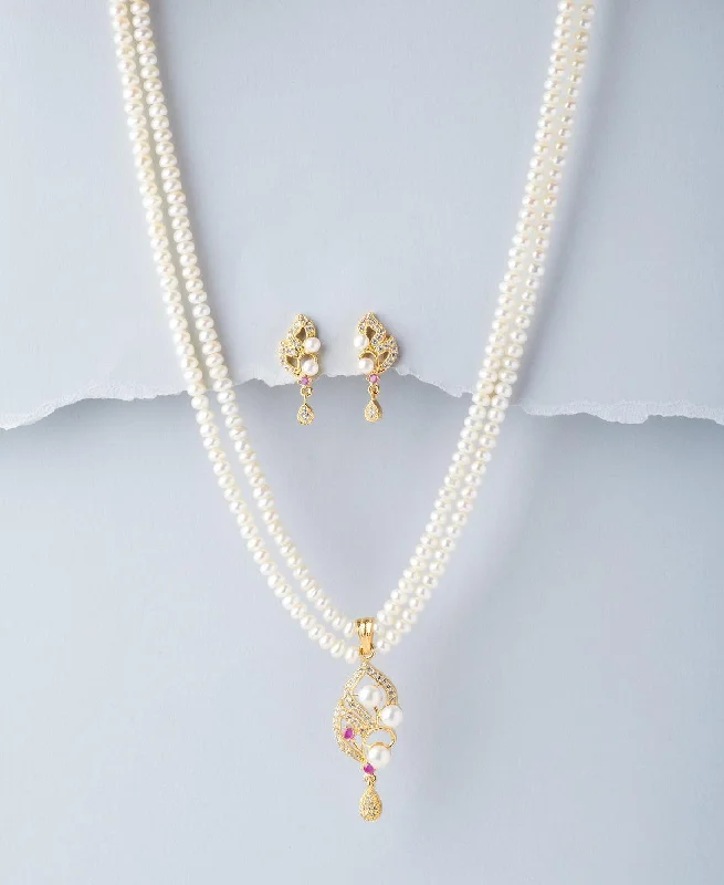 Gold necklaces for women -Trendy Real Pearl Necklace Set