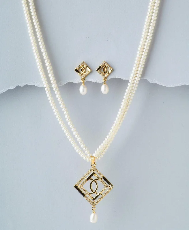 Women multi-stone necklaces -Regal Real Pearl Necklace Set