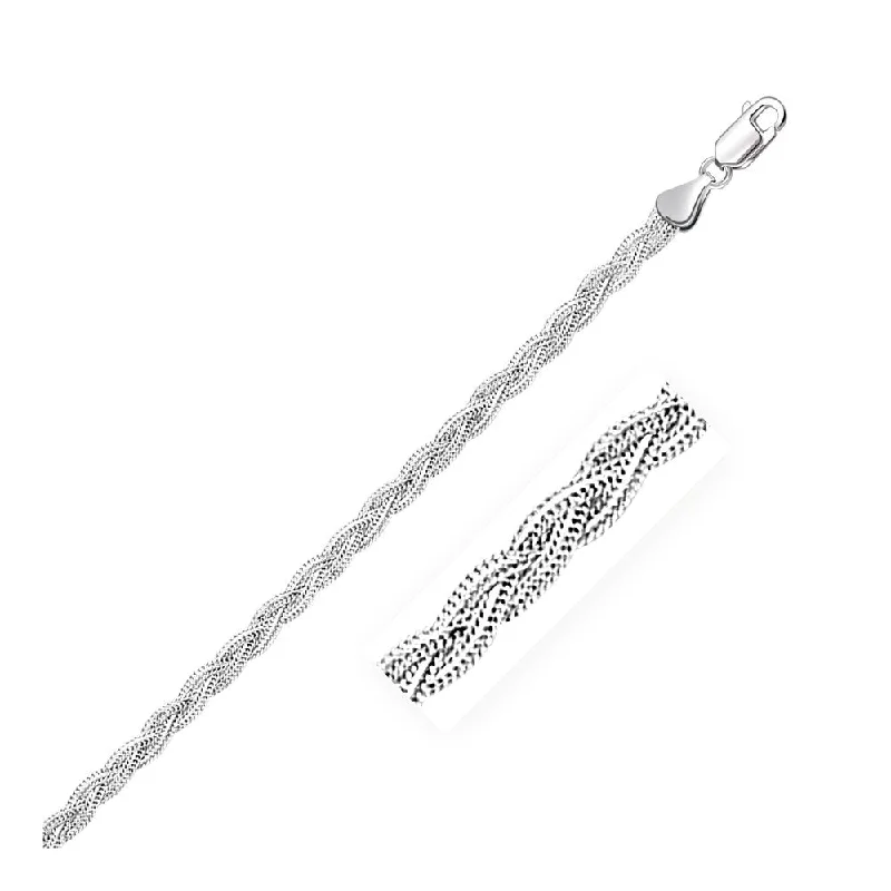 Women rose gold cuff bangles and bracelets -3.5mm 14k White Gold Braided Bracelet