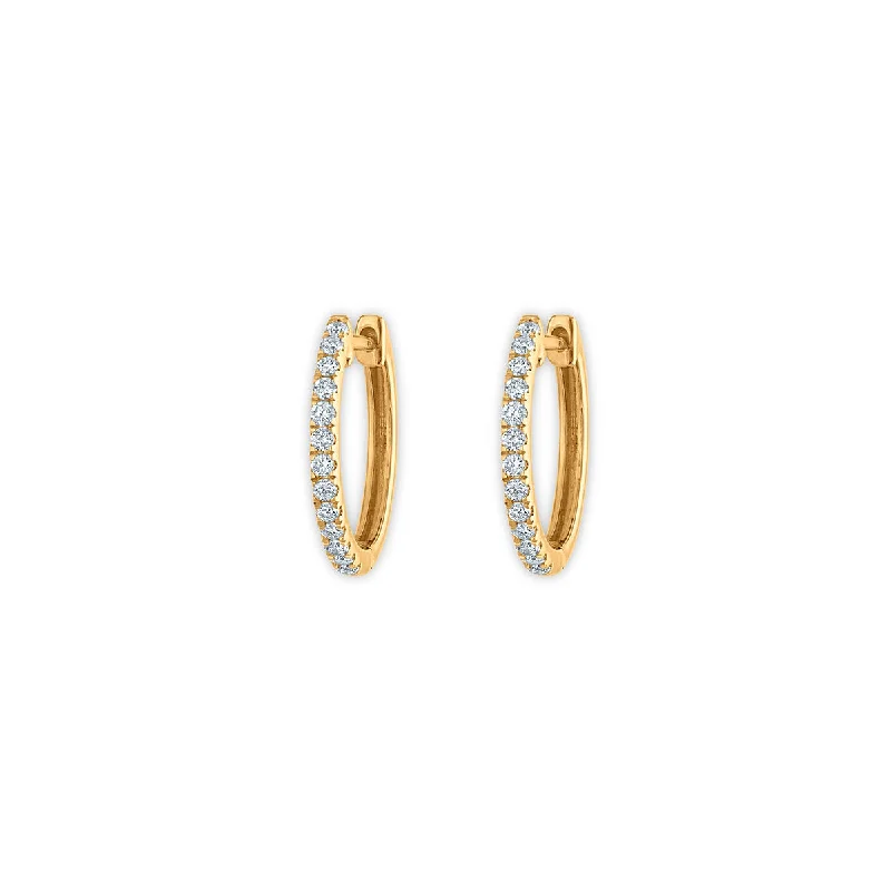 Women flower earrings -EcoLove 1/4 CTW Lab Grown Diamond Hoop Earrings in 10KT Yellow Gold