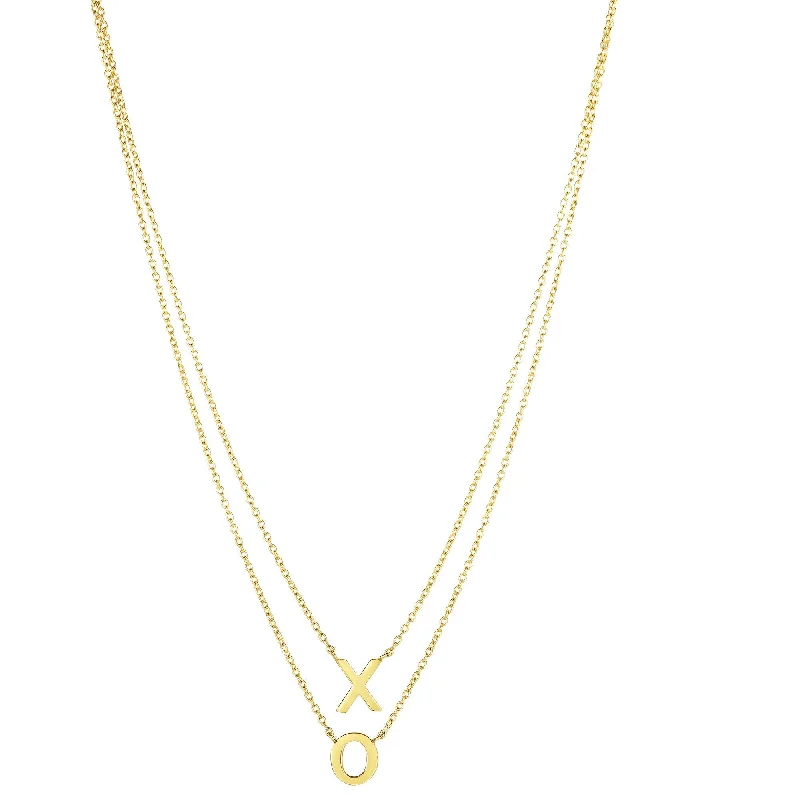 Women birthstone necklaces -Joelle X O Necklace 14K Yellow Gold 17" Gifts for Her