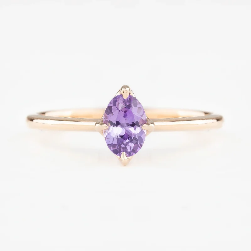 Women trendy engagement rings -Alice Ring 6mm 0.60ct Purple Madagascar Sapphire, 14k Rose Gold