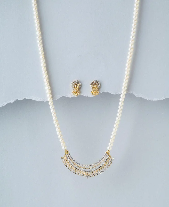 Women gold-plated necklaces -Trendy Pearl Necklace Set