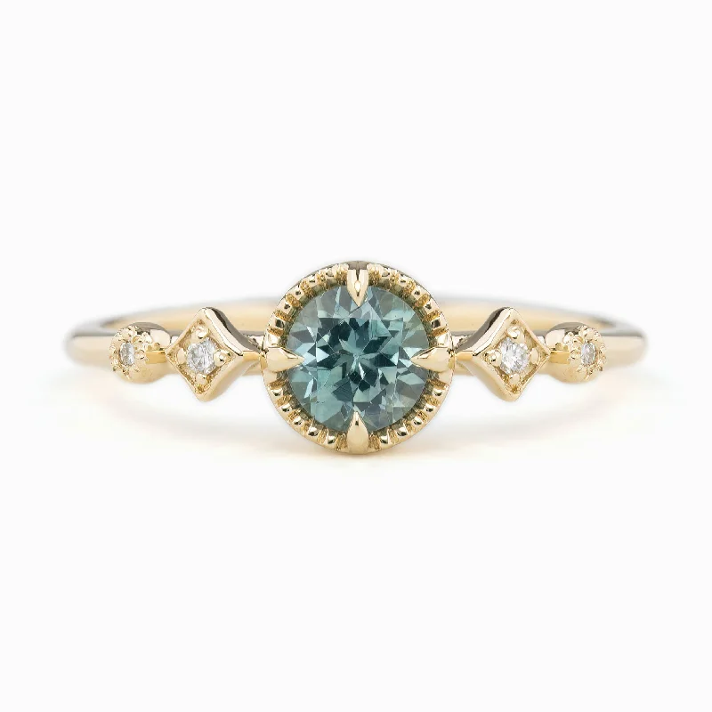 Women gemstone-studded engagement rings -Stella Ring 5mm 0.60ct Light blue Montana Sapphire 14K Yellow Gold