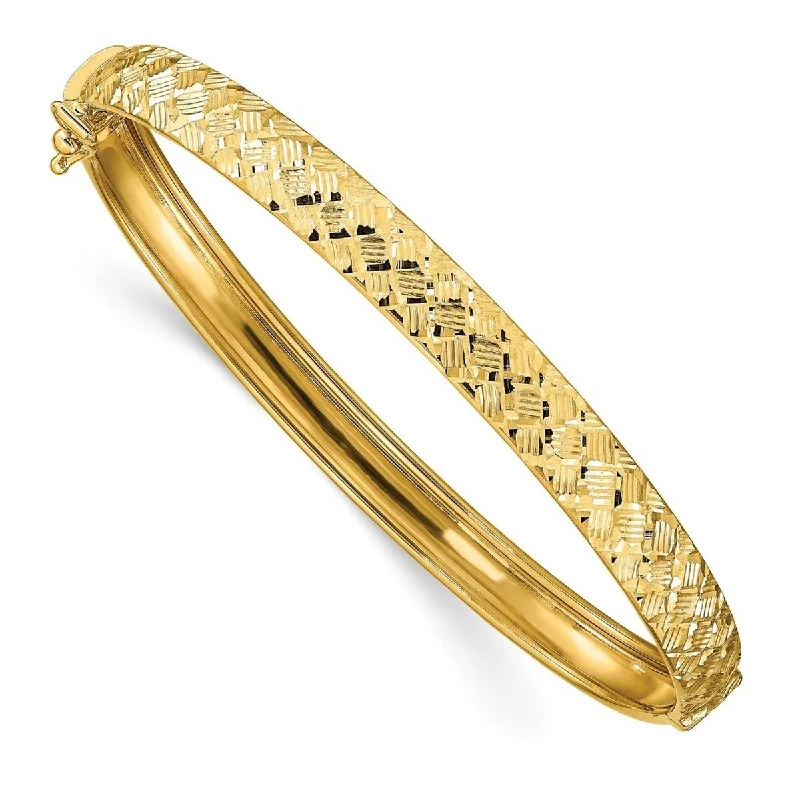 Women crystal bangles and bracelets -Curata 6.45mm 14k Yellow Gold Polished Sparkle Cut Cuff Stackable Bangle Bracelet