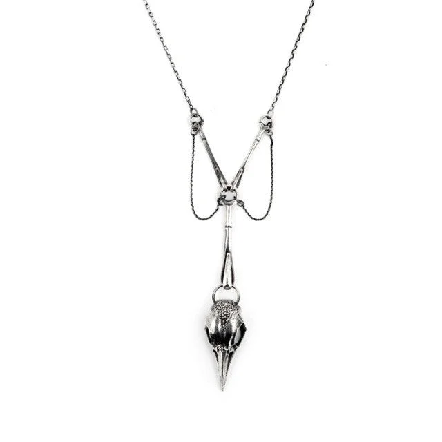 Women luxury chain necklaces -bird of paradise drapey chain pendulum necklace silver