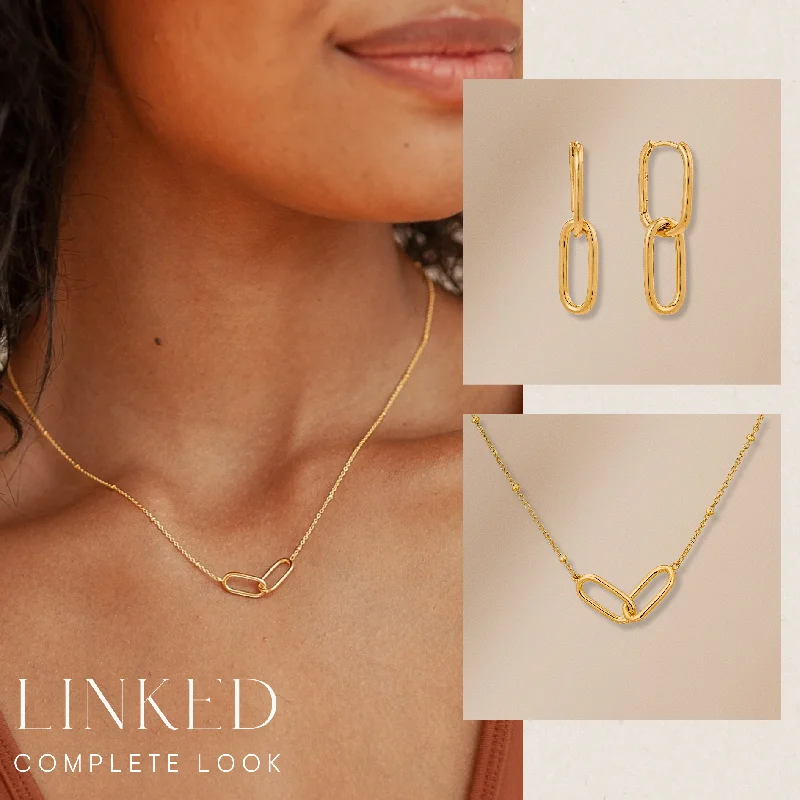 Women oversized earrings -Linked Necklace & Earrings Set