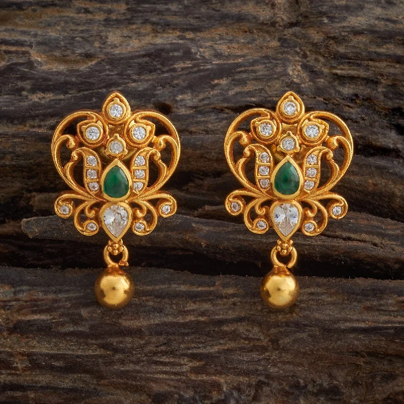 Women vintage gold earrings -Silver Temple Earring 174327