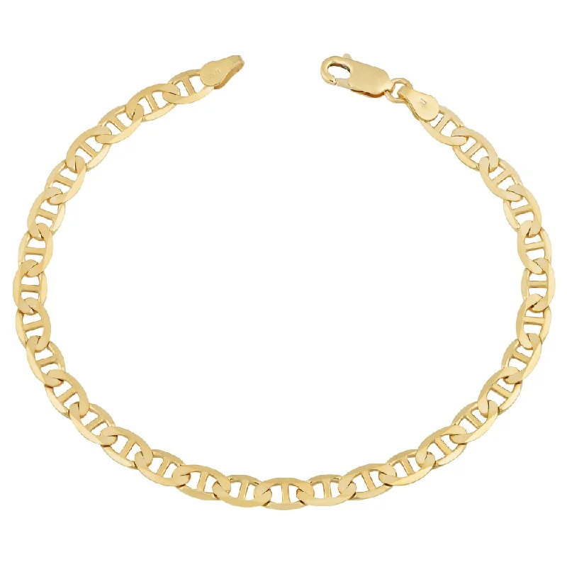 Women braided bangles and bracelets -Fremada 14k Yellow Gold 5-mm Solid High Polish Mariner Link Bracelet