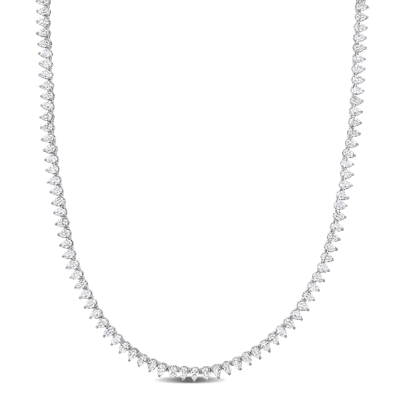 Women geometric necklaces -Miadora Created White Sapphire Teardrop Necklace in Sterling Silver