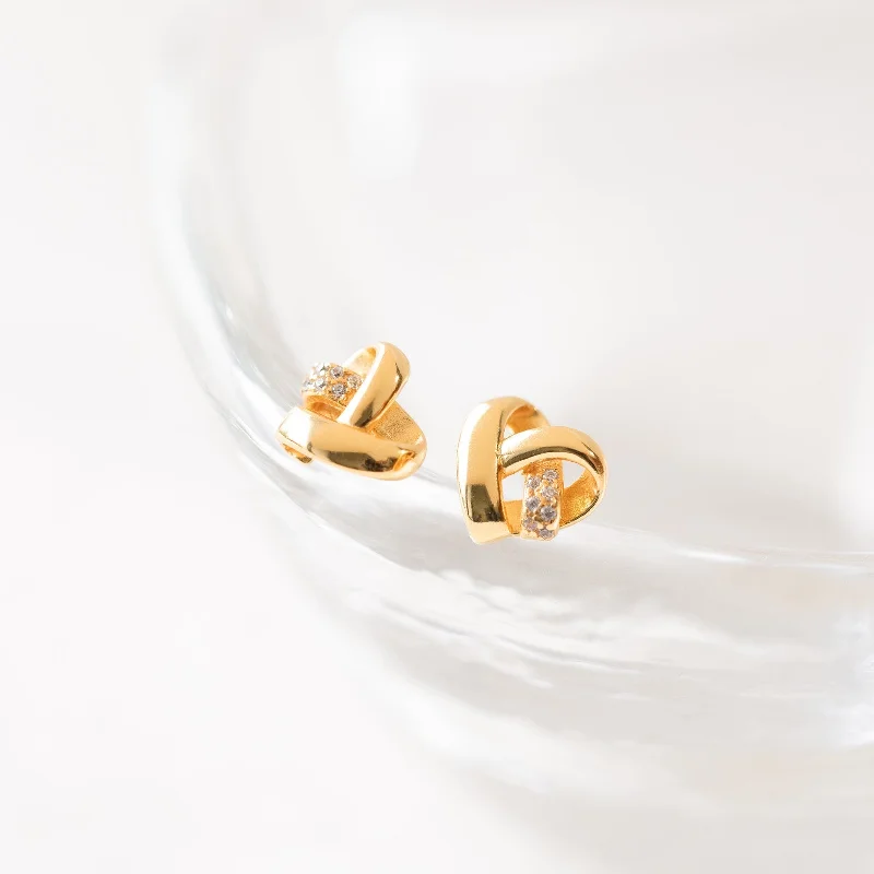 Women luxury earrings -Heart Knot Studs