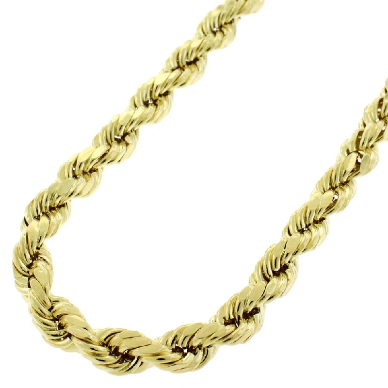 Women crystal necklaces -10k Yellow Gold 6.5mm Hollow Rope Diamond-Cut Link Twisted Chain Necklace 30" - 40"