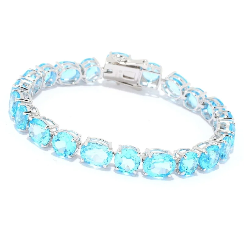 Women luxury cuff bangles and bracelets -Sterling Silver Swiss Blue Topaz Line Bracelet