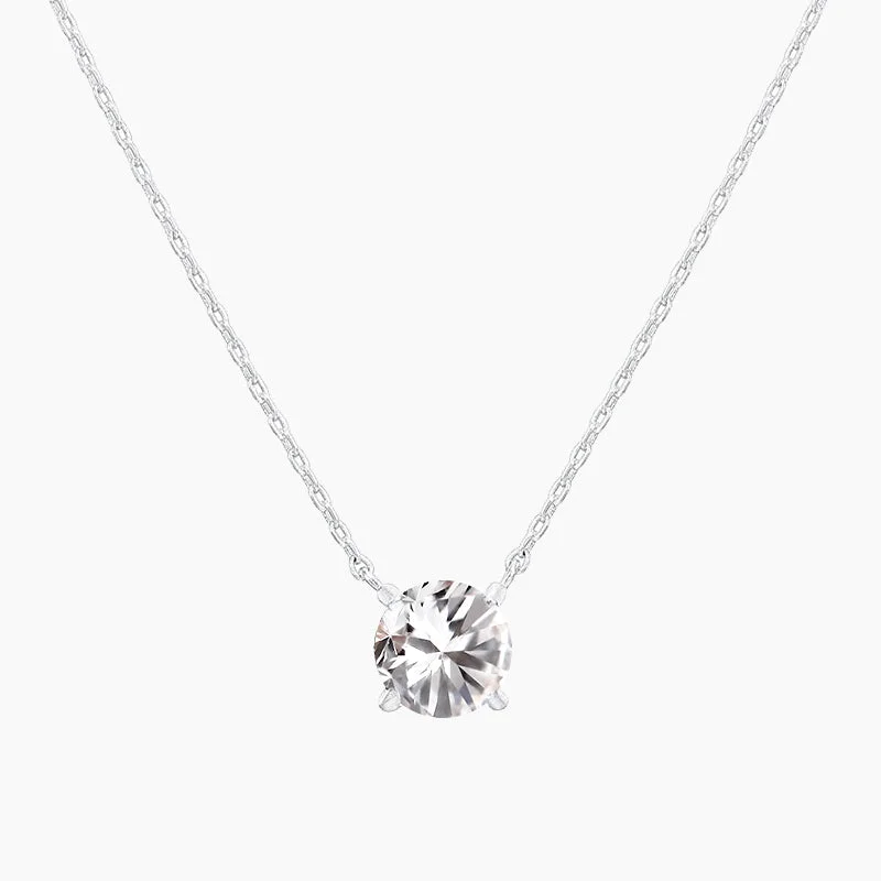 Women silver chain necklaces -925 Silver Cubic Zirconia Gem Necklace