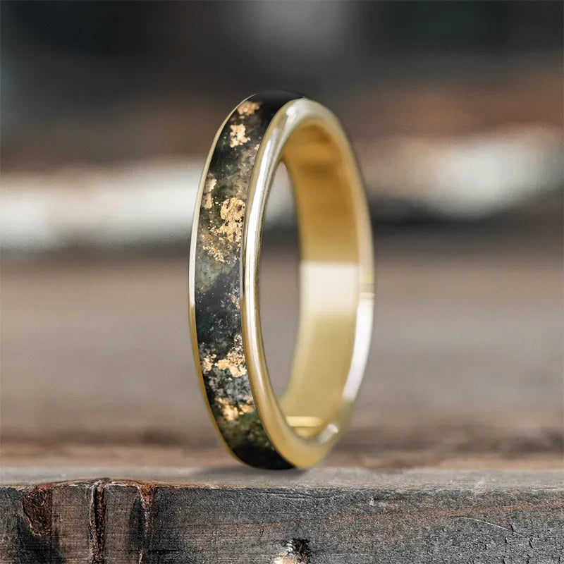 Women simple gold rings -Custom Design - Ladies Single Inlay Ring U2s8FKH798RAKEBD061q6fk8