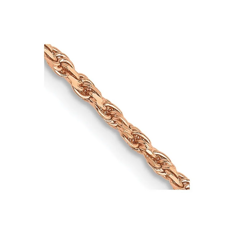 Women delicate bangles and bracelets -Curata 14k Rose Gold Solid 10" 1.8mm Diamond Cut Rope Chain Ankle Bracelet (Lobster-claw)