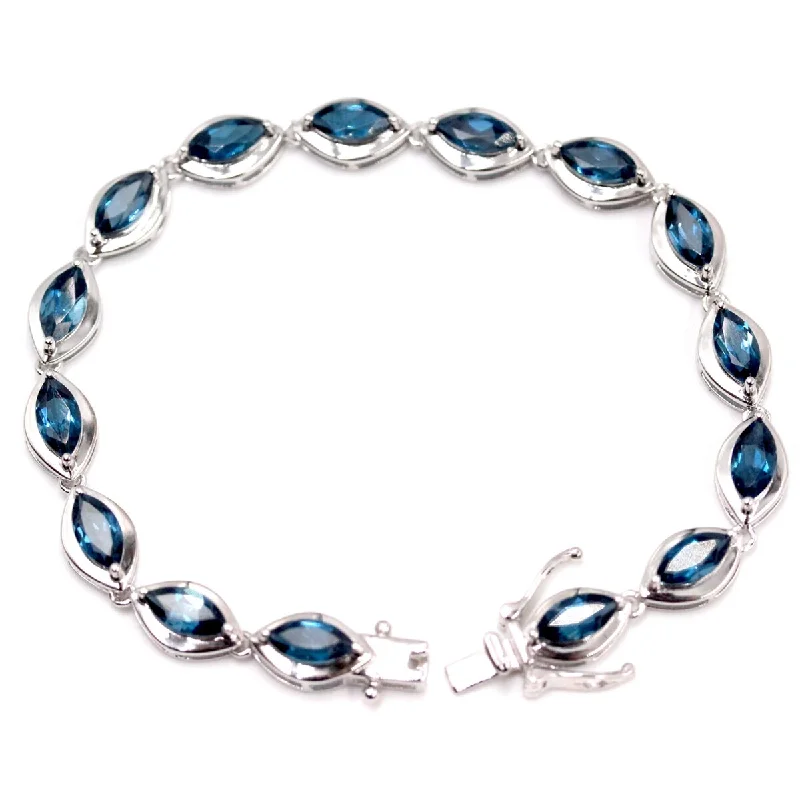 Women rose gold cuff bangles and bracelets -925 Sterling Silver London Blue Topaz Bracelet