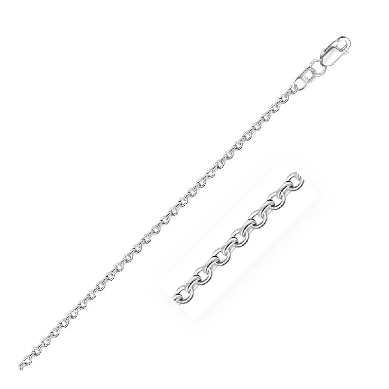 Women classic bangle bracelets -2.3mm 14k White Gold Rolo Bracelet