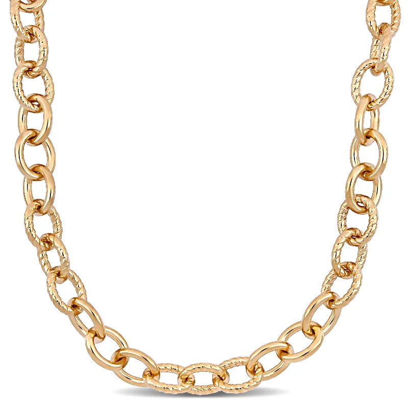 Women twist necklaces -Miadora 24-Inch Oval Link Chain Necklace in Yellow Plated Sterling Silver