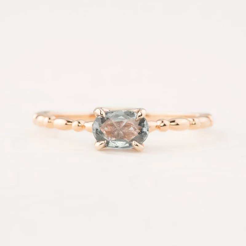 Women trendy stackable engagement rings -Candy Ring 0.40ct Unheated Green Sapphire, 14k Rose Gold (One of a kind)