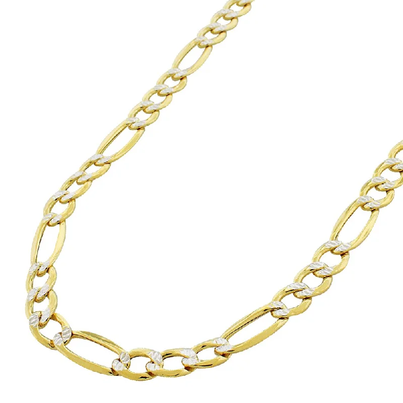 Women crystal necklaces -10k Gold Hollow Figaro Diamond-cut Pave Chain Necklace