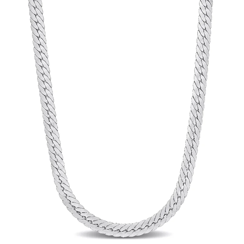 Women stacked necklaces -Miadora Sterling Silver Herringbone Chain Necklace