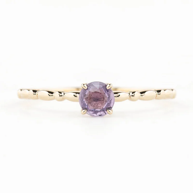 Women simple engagement rings -Candy Ring 4.5mm 0.40ct Purple Unheated Madagascar Sapphire 14K Yellow Gold