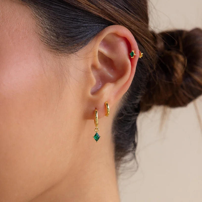 Women hoop earrings -Emerald Earrings Set