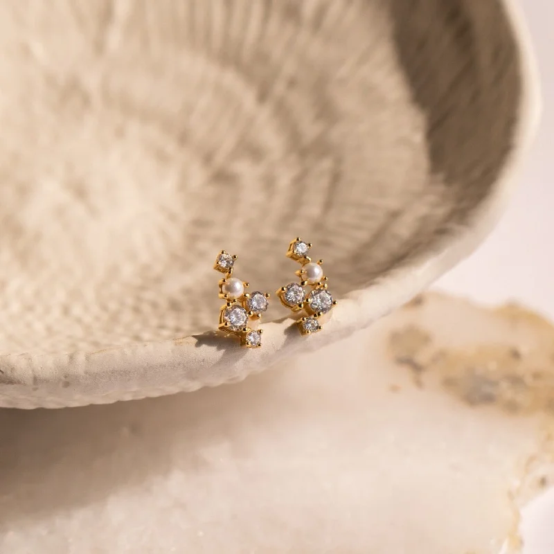 Women rose gold earrings -Seine Diamond Studs