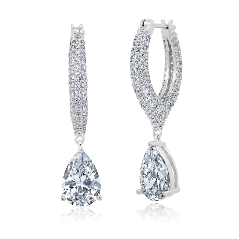 Women geometric earrings -Crislu Platinum Plated Sterling Silver and Cubic Zirconia Earrings