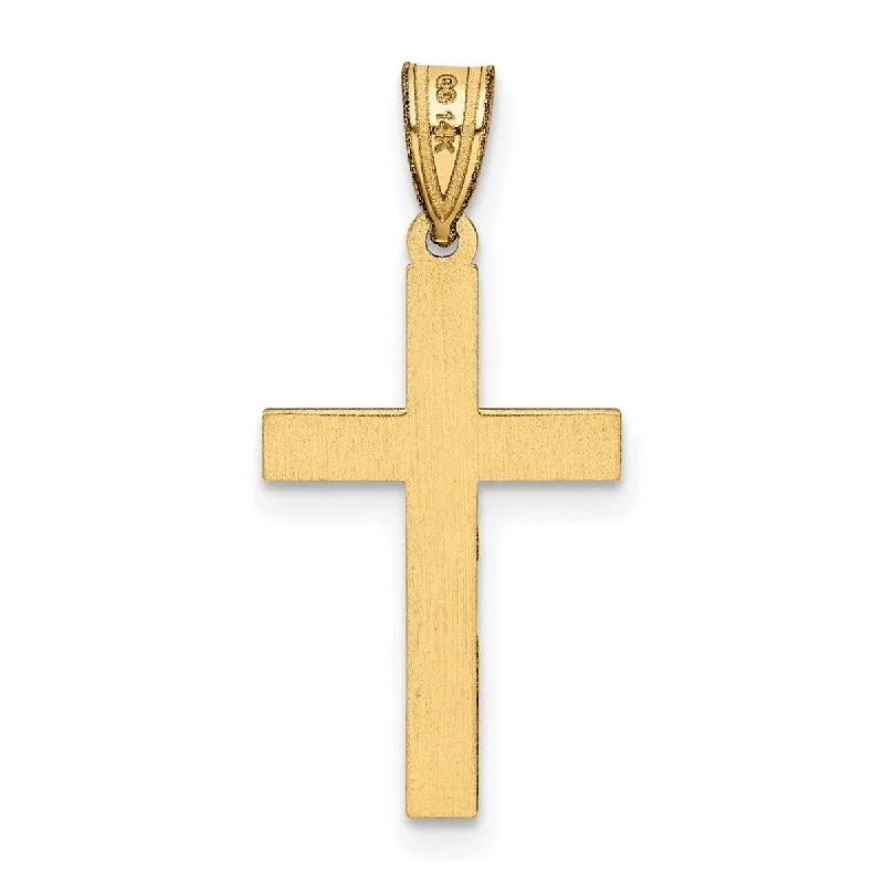 Women gemstone and pearl necklaces -Curata 14k Yellow Gold 18" Small Border Polished Cross Necklace - 17x12mm