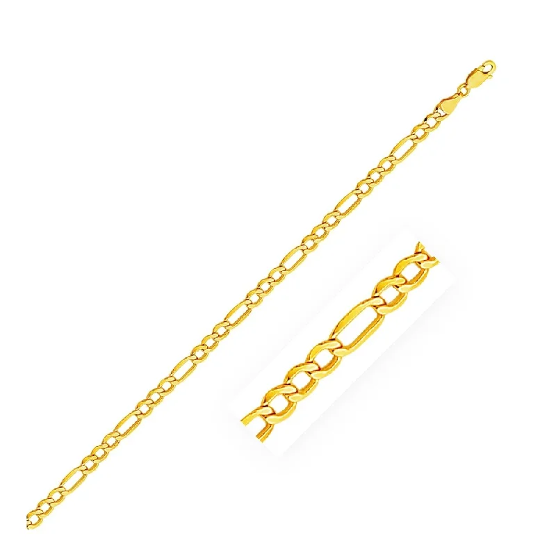 Women beaded charm bangles and bracelets -4.6mm 14k Yellow Gold Lite Figaro Bracelet