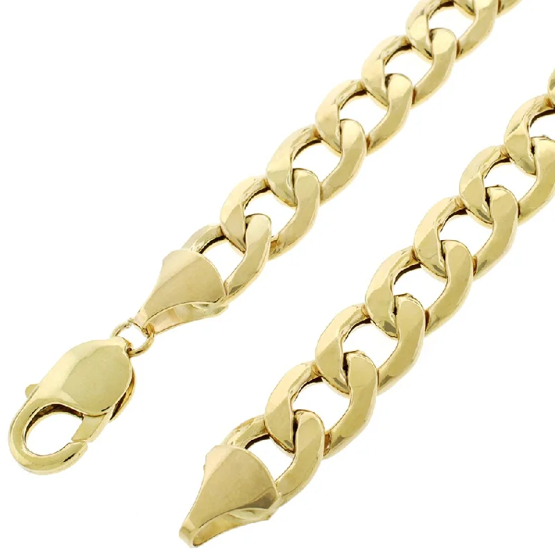 Women monogram necklaces -10k Yellow Gold 11mm Hollow Cuban Curb Link Necklace Chain 24" - 30"