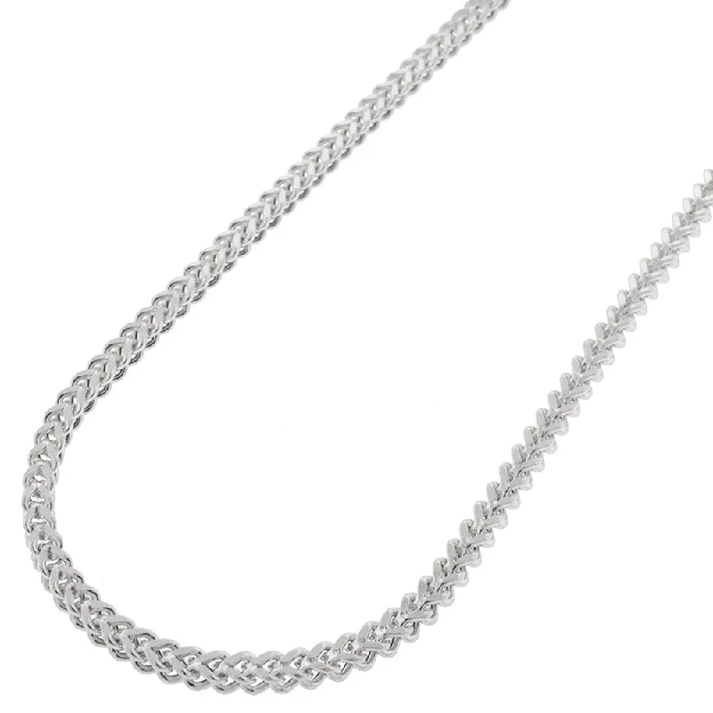 Women delicate gold necklaces -14k White Gold 2.5mm Hollow Franco Square Box Link Necklace Chain 24"