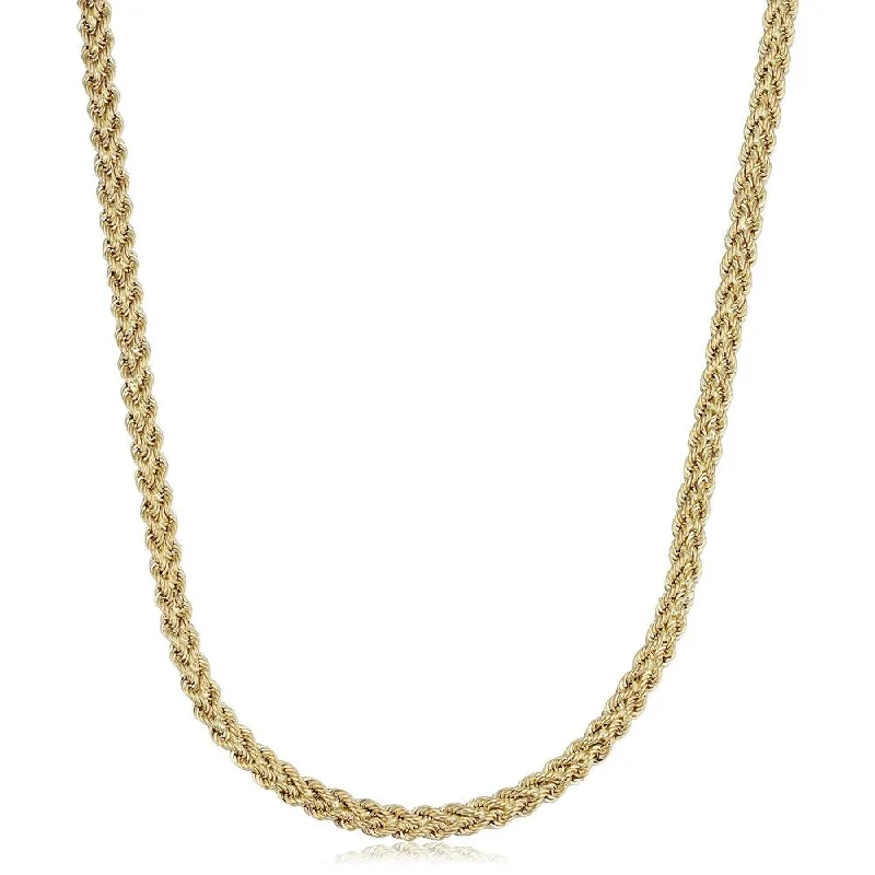 Women pendant necklaces -Fremada 14k Yellow Gold Double Row Semi-solid Rope Necklace (18 inches)