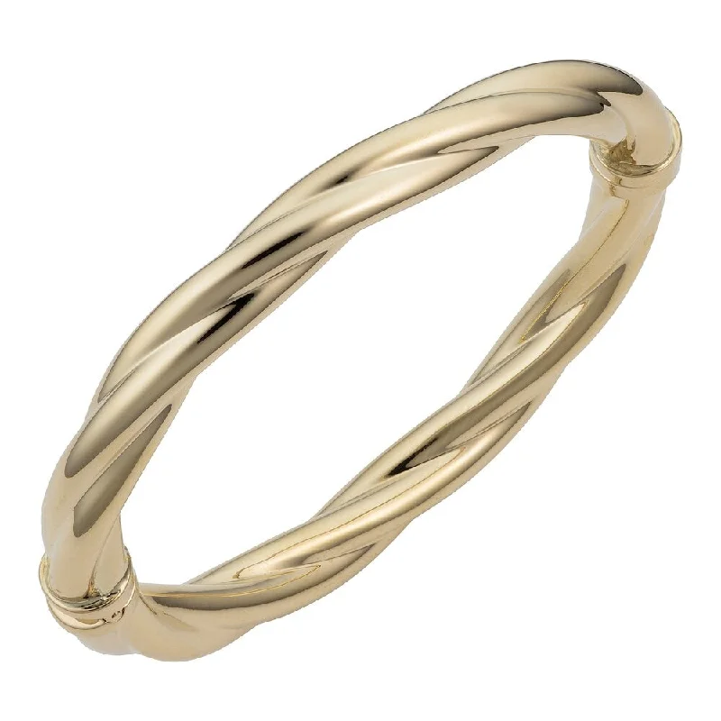 Women delicate bangles and bracelets -14k Yellow 8 millimeter Polished Twisted Bangle Bracelet