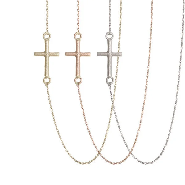 Women pendant necklaces -Tiny Sideways Cross Necklace | 14-Karat