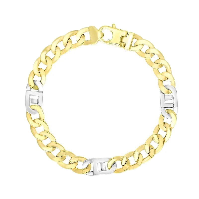 Custom bangles and bracelets for women -14k Two-Tone Gold Men's Bracelet with Curb Design Chain