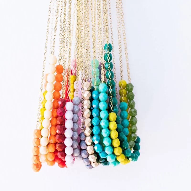 Women pearl and gold necklaces -Colorful Glass Bead Necklace,  Layering necklace