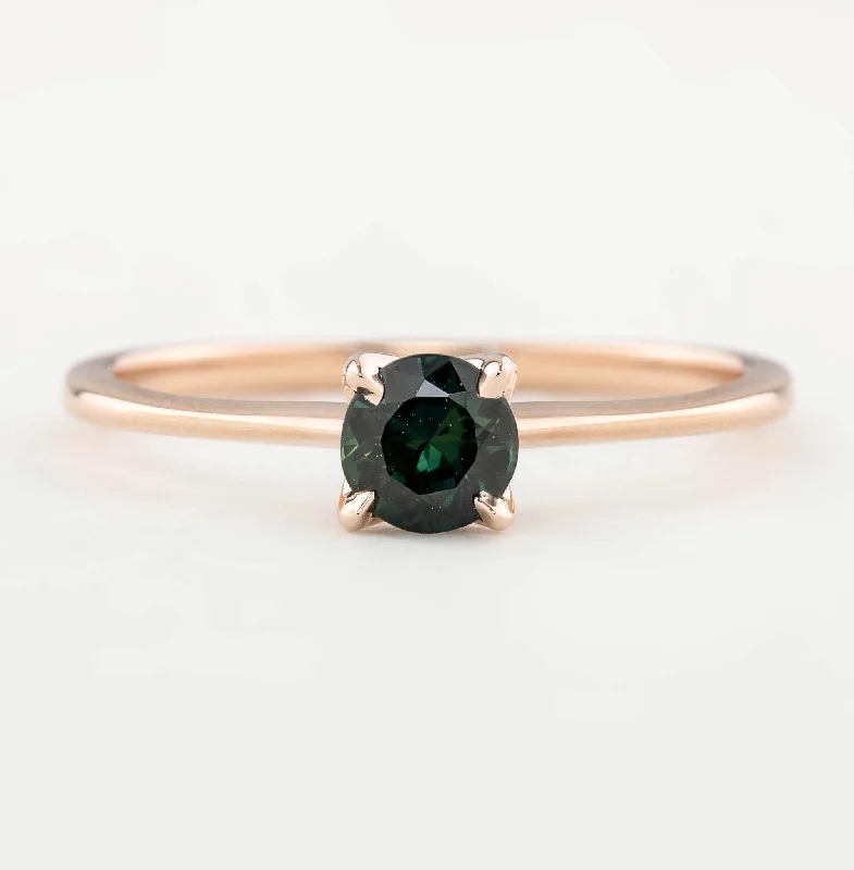 Affordable engagement rings for women -Sara Ring - 4.8mm 0.55ct Blue Green Queensland Sapphire, 14k Rose Gold