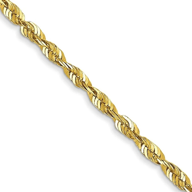 Women handcrafted bangles and bracelets -Curata 10k Yellow Gold 10-inch 1.8mm Diamond-cut Rope Chain Anklet Ankle Bracelet for Women